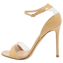 Gianvito Rossi Beige Patent Leather and PVC Ankle Strap Sandals Size 37 Gianvito Rossi Beige Patent Leather and PVC Ankle Strap Sandals Size 37