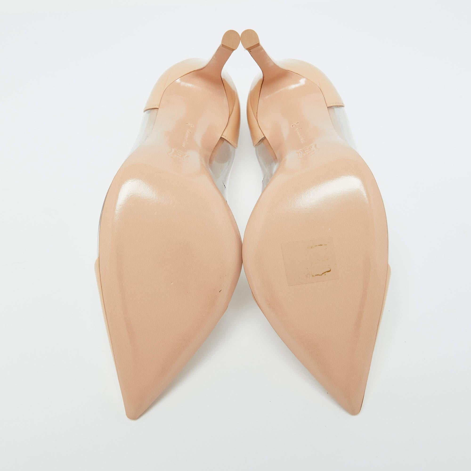 Gianvito Rossi Beige Patent Leather and PVC Plexi Pumps Size 36 For Sale 2