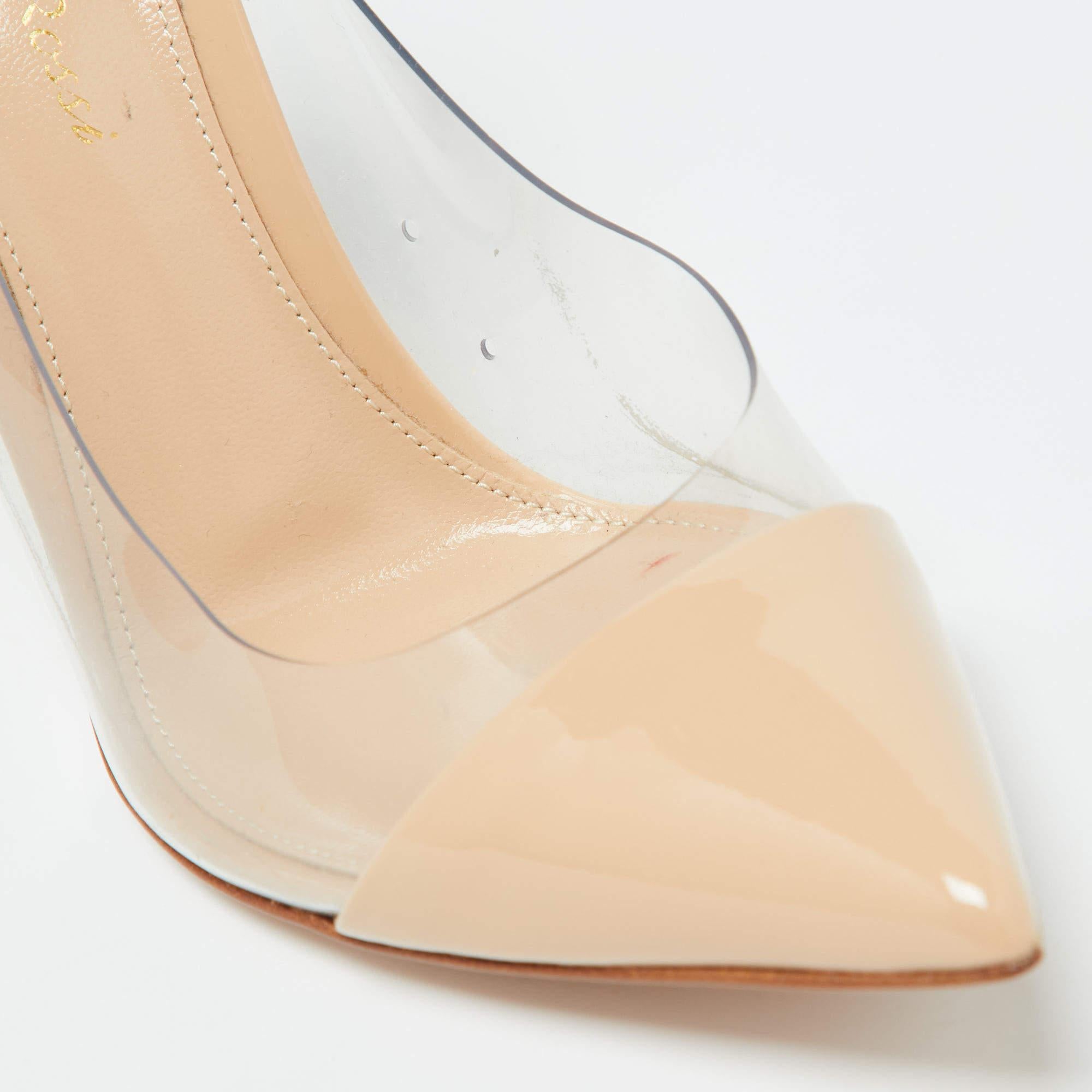 Gianvito Rossi Beige Patent Leather and PVC Plexi Pumps Size 36 For Sale 4