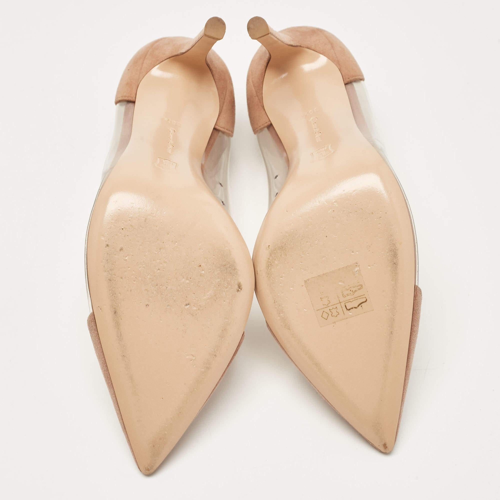 Gianvito Rossi - Escarpins en plexiglas et daim beige, taille 35,5 en vente 1