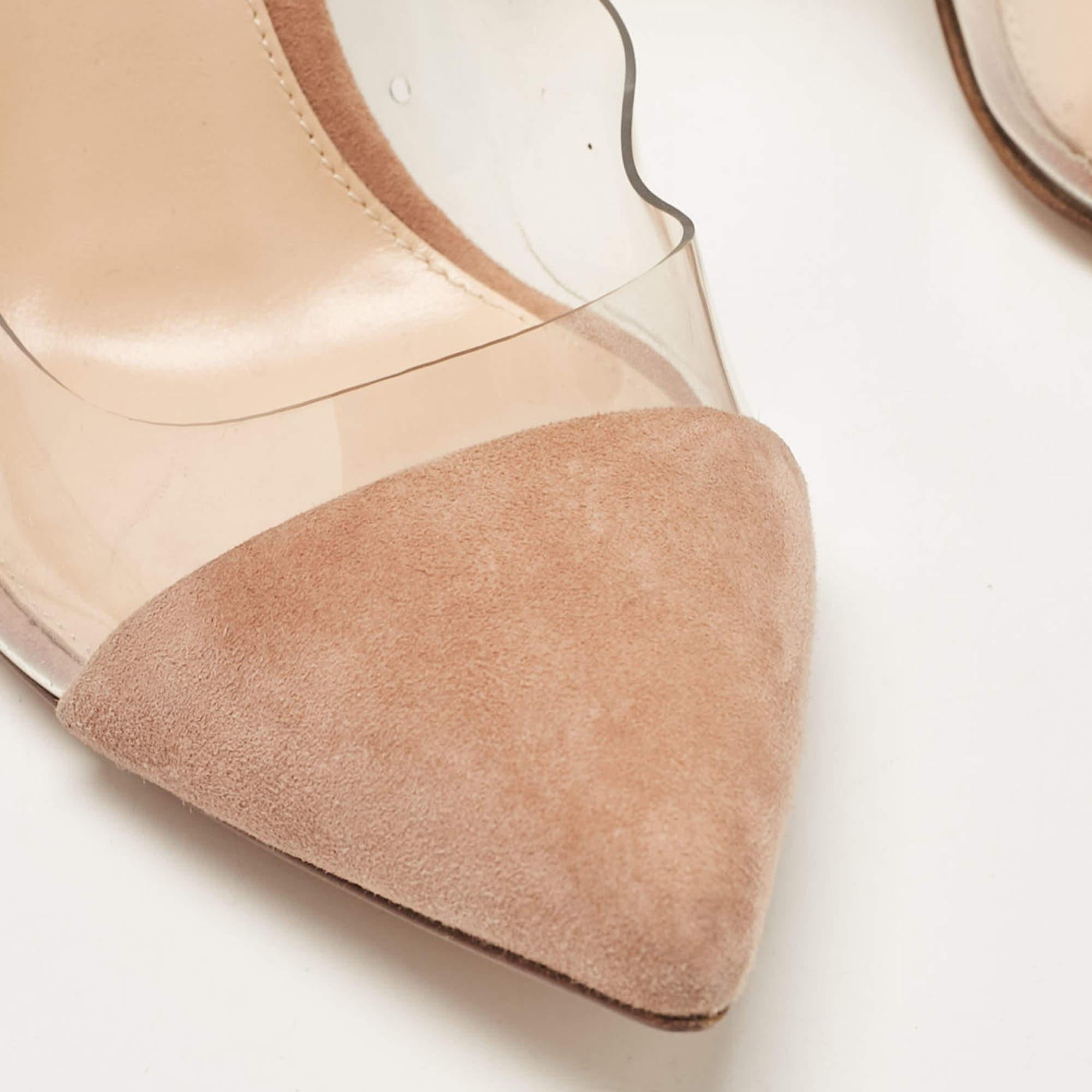 Gianvito Rossi - Escarpins en plexiglas et daim beige, taille 35,5 en vente 2