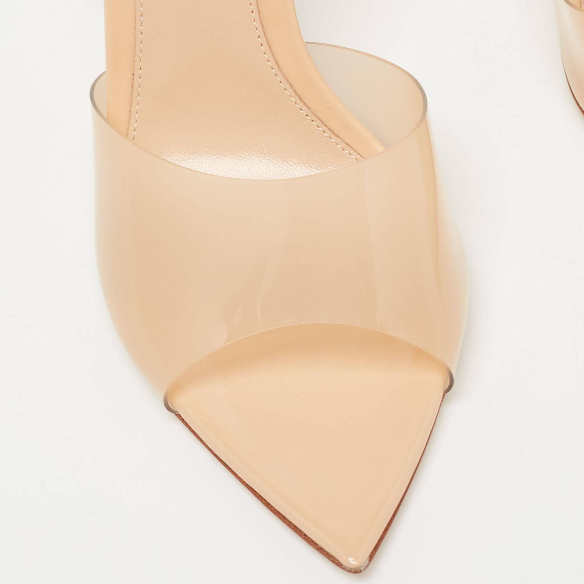 Gianvito Rossi Beige PVC Elle Slide Sandals Size 38 4