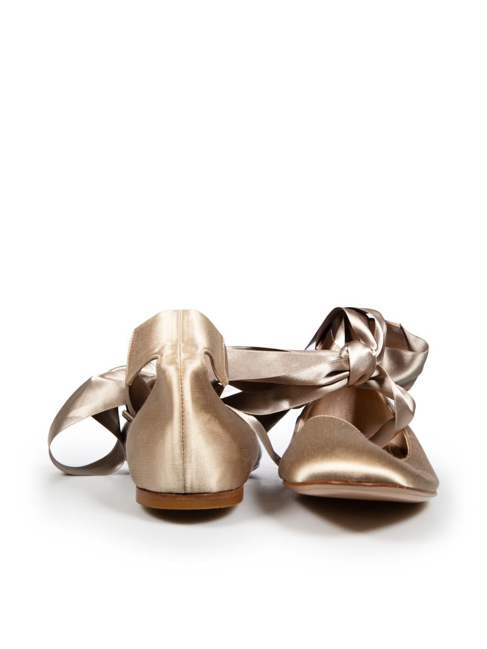 Gianvito Rossi Beige Ribbon Tie Ballet Flats Size IT 37 In Good Condition In London, GB
