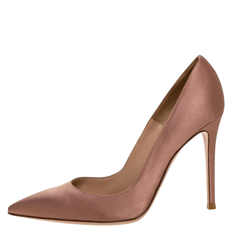 Gianvito Rossi Beige Satin Pointed Toe Pumps Size 39.5 2