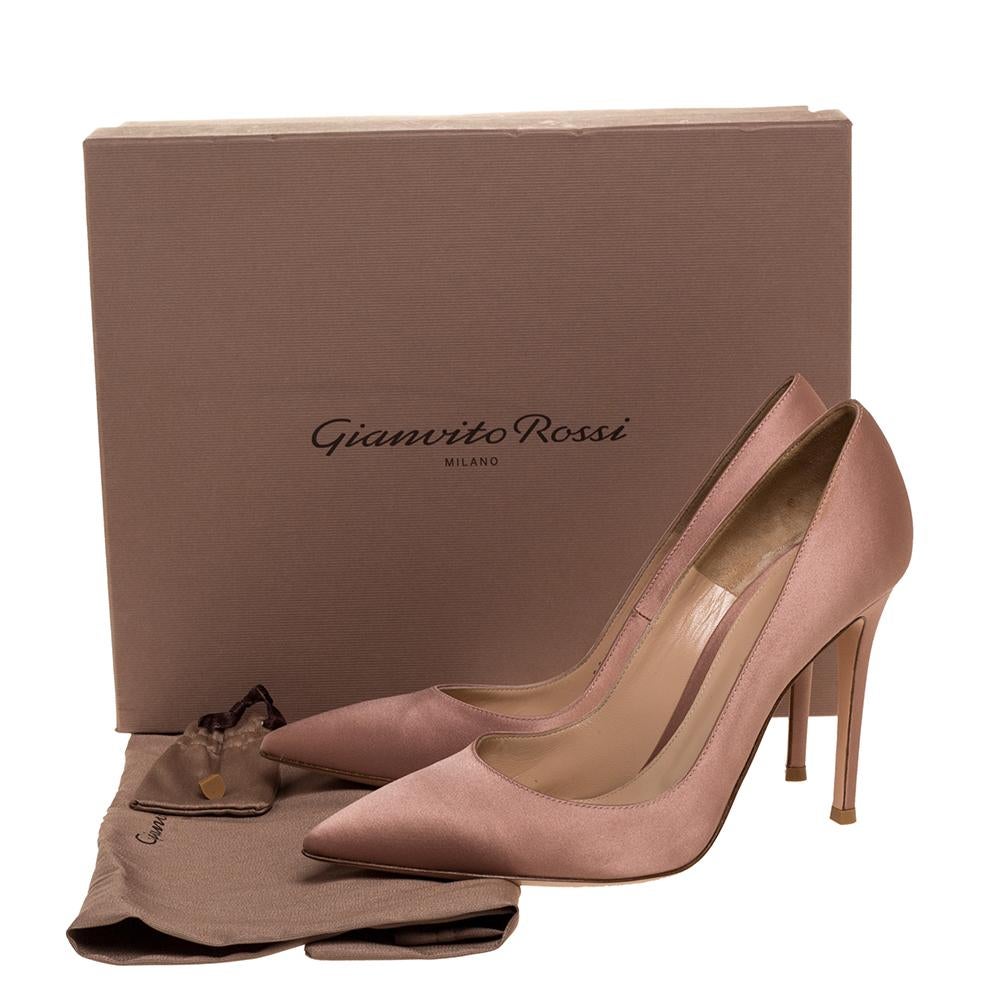 Gianvito Rossi Beige Satin Pointed Toe Pumps Size 39.5 4