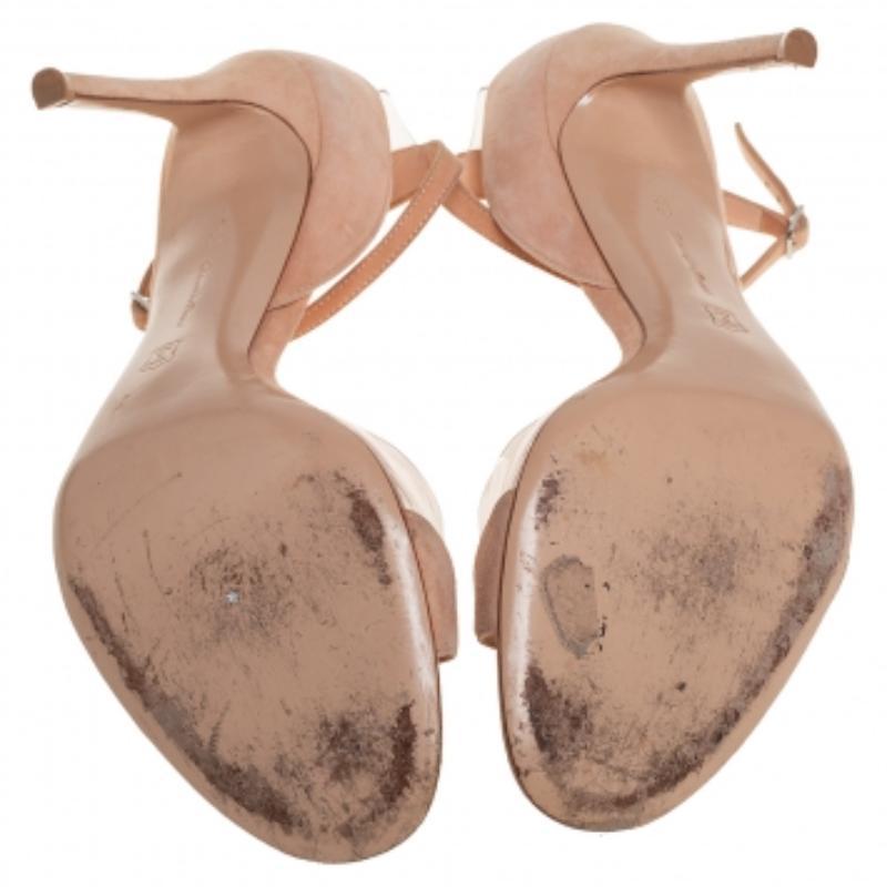 Gianvito Rossi Beige Suede And PVC Ankle Strap Sandals Size 40.5 For Sale 3