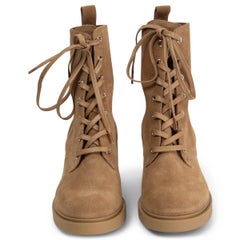 GIANVITO ROSSI beige suede FOSTER LACE UP Ankle Boots Shoes 39