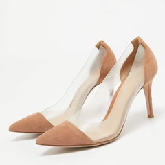 Gianvito Rossi Beige/Transparent PVC and Suede Plexi Pumps Size 36