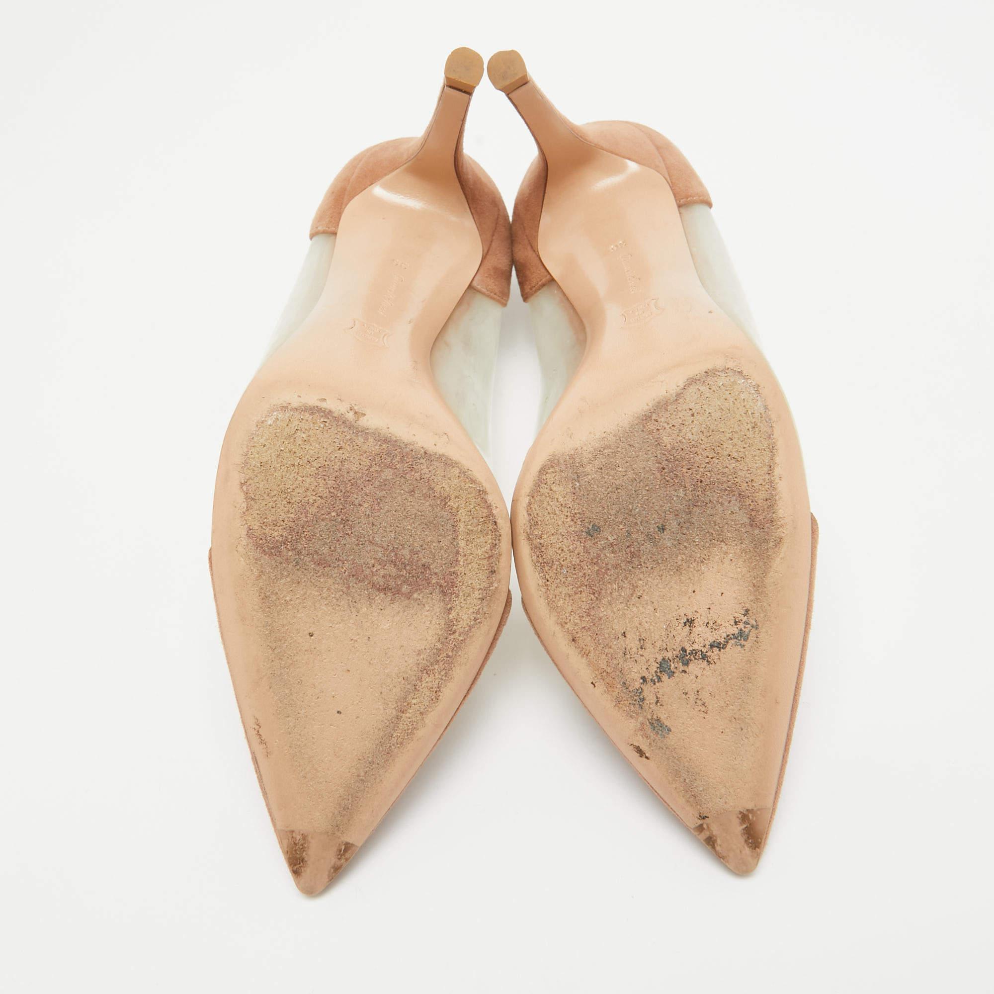 Gianvito Rossi - Escarpins en plexiglas et daim beige/transparent, taille 36 en vente 1