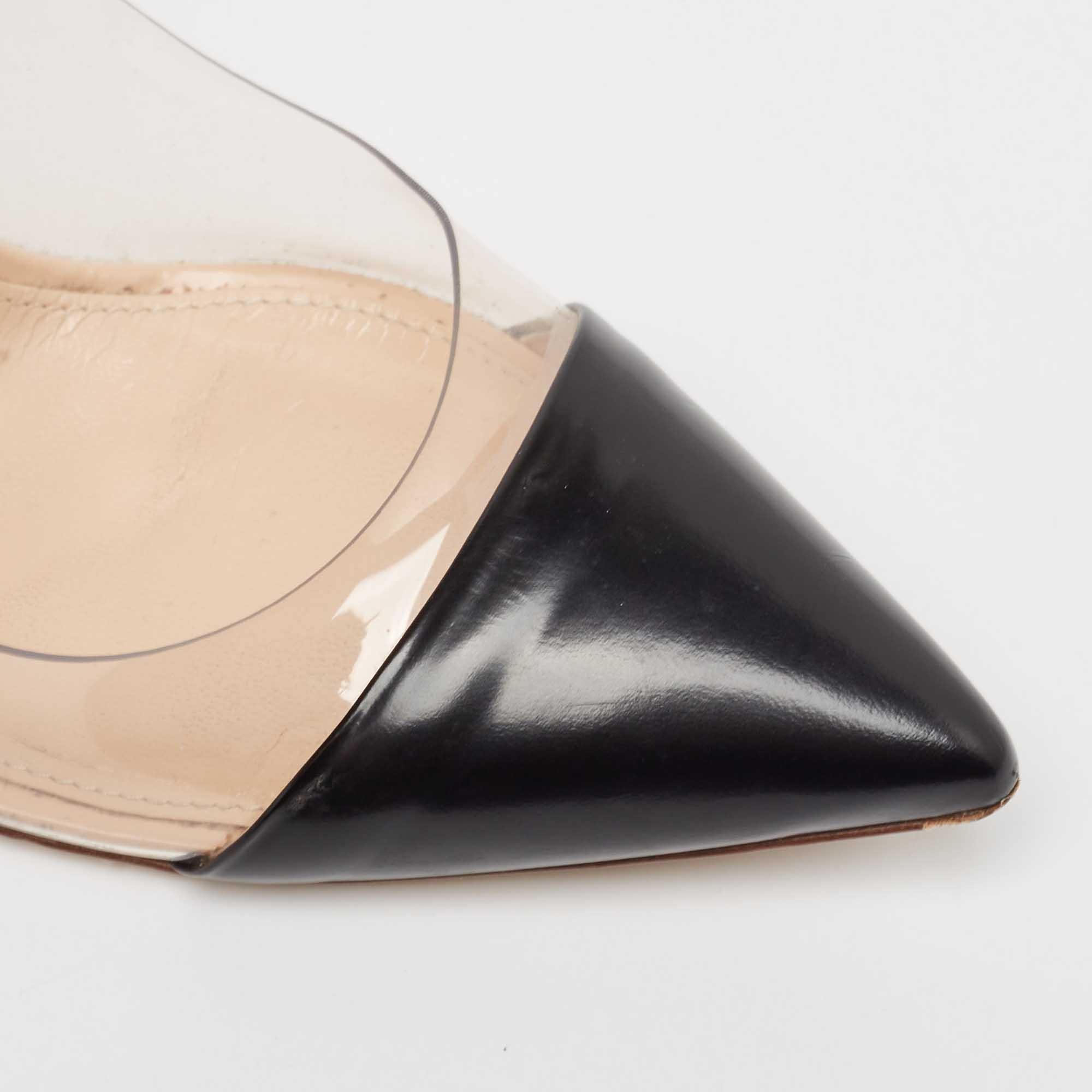Gianvito Rossi Black/Beige Leather and PVC Plexi Pumps Size 36 4