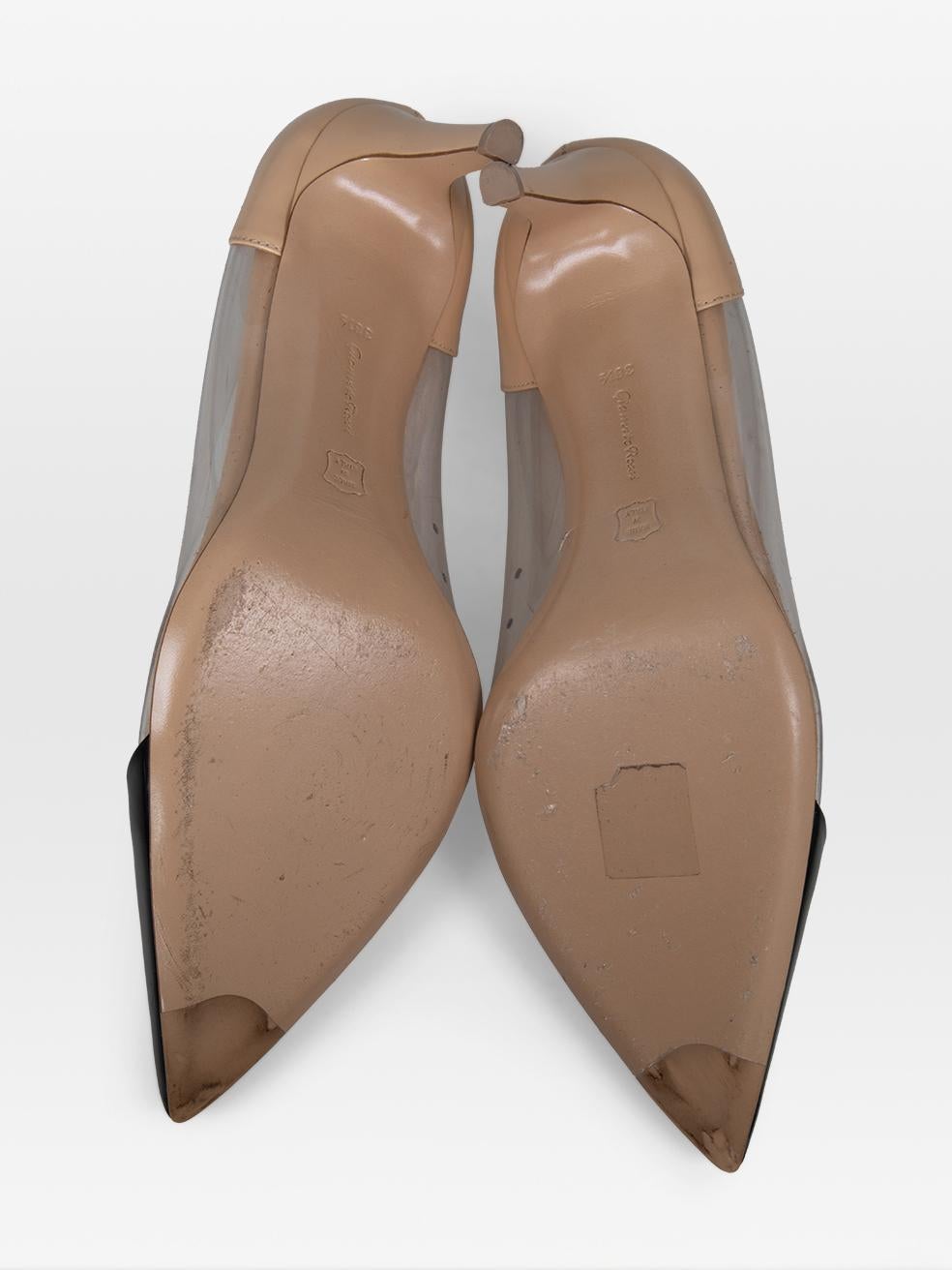Gianvito Rossi Talons en plexi de cuir noir et beige Taille IT 38.5 Excellent état - En vente à London, GB