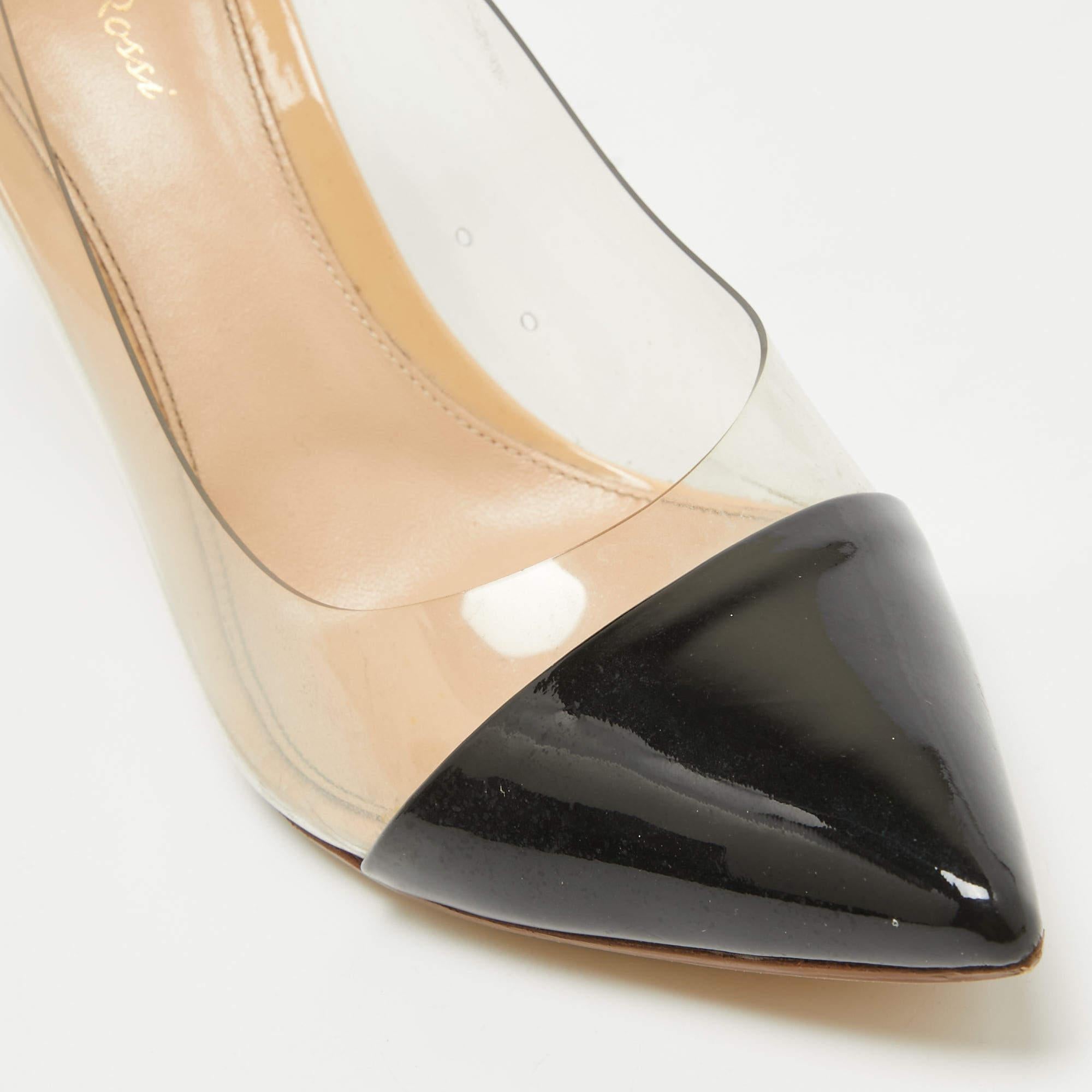 Gianvito Rossi Black/Beige Patent and PVC Plexi Pumps Size 40 3