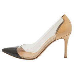Gianvito Rossi Black/Beige Patent and PVC Plexi Pumps Size 40