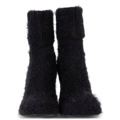 GIANVITO ROSSI Bottines ASPEN 85 SOCK en maille côtelée brossée noire 39