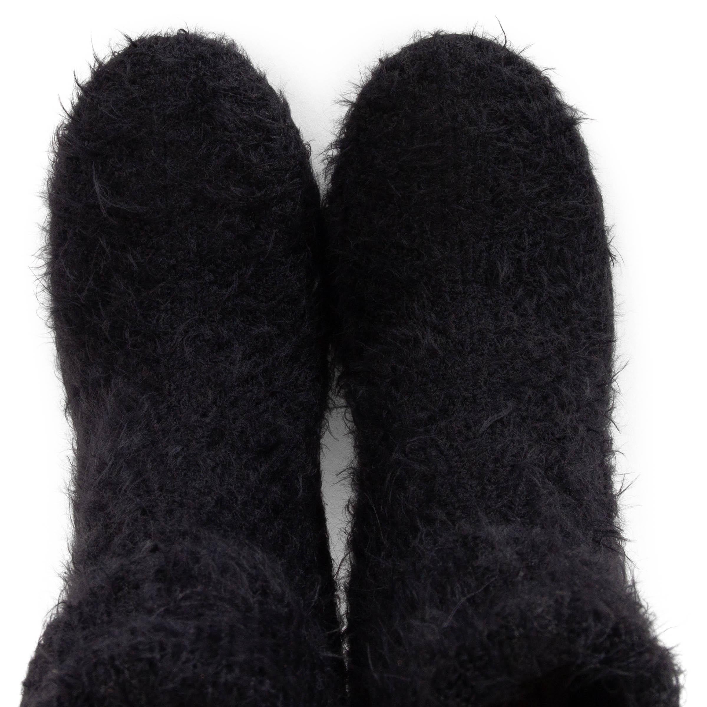Women's GIANVITO ROSSI black brushed rib-knit ASPEN 85 SOCK Ankle Boots Shoes 39 For Sale