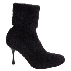 GIANVITO ROSSI nero spazzolato a costine ASPEN 85 SOCK Stivaletti Scarpe 39