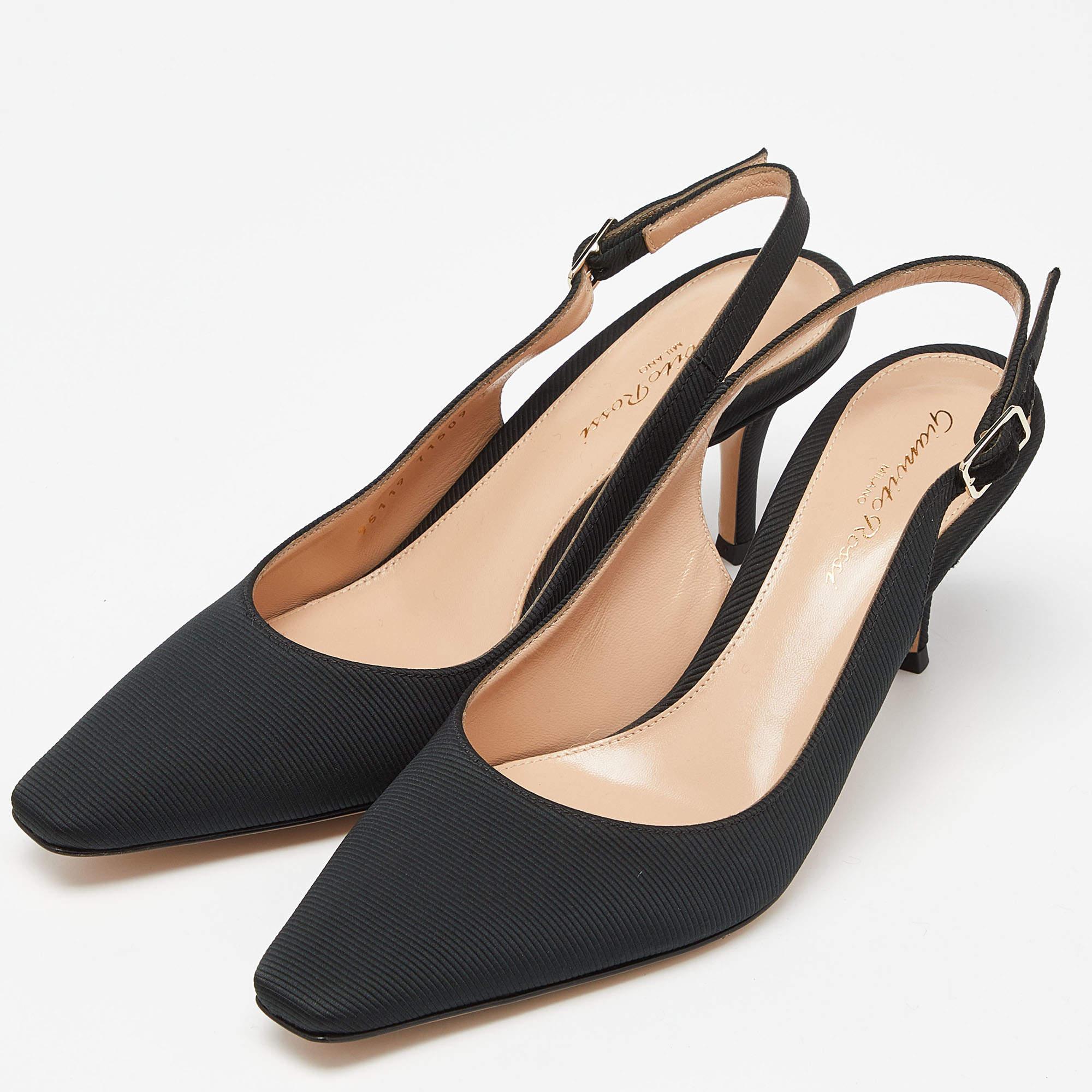 You can count on these pumps from Gianvito Rossi for an elevated feel. They are crafted from canvas and designed with pointed toes, slingbacks, and slim heels.

