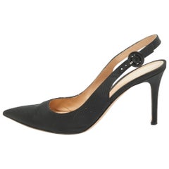 Gianvito Rossi Black Canvas Slingback Pumps Size 40
