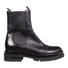 Gianvito Rossi Black Chelsea Leather Boots Size IT 37