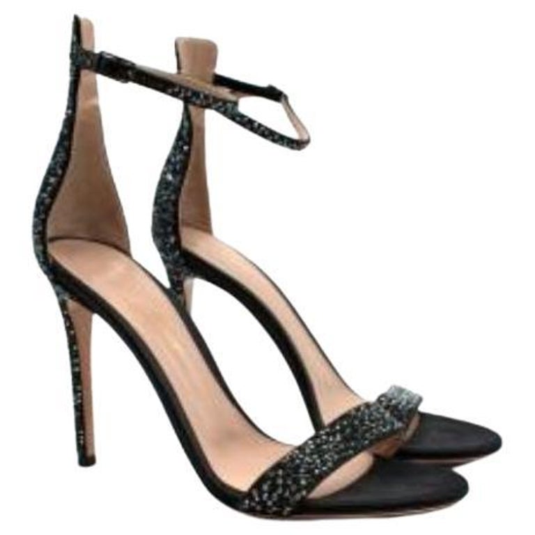 Gianvito Rossi Black Crystal Embellished Portofino 85mm Sandals For Sale at  1stDibs