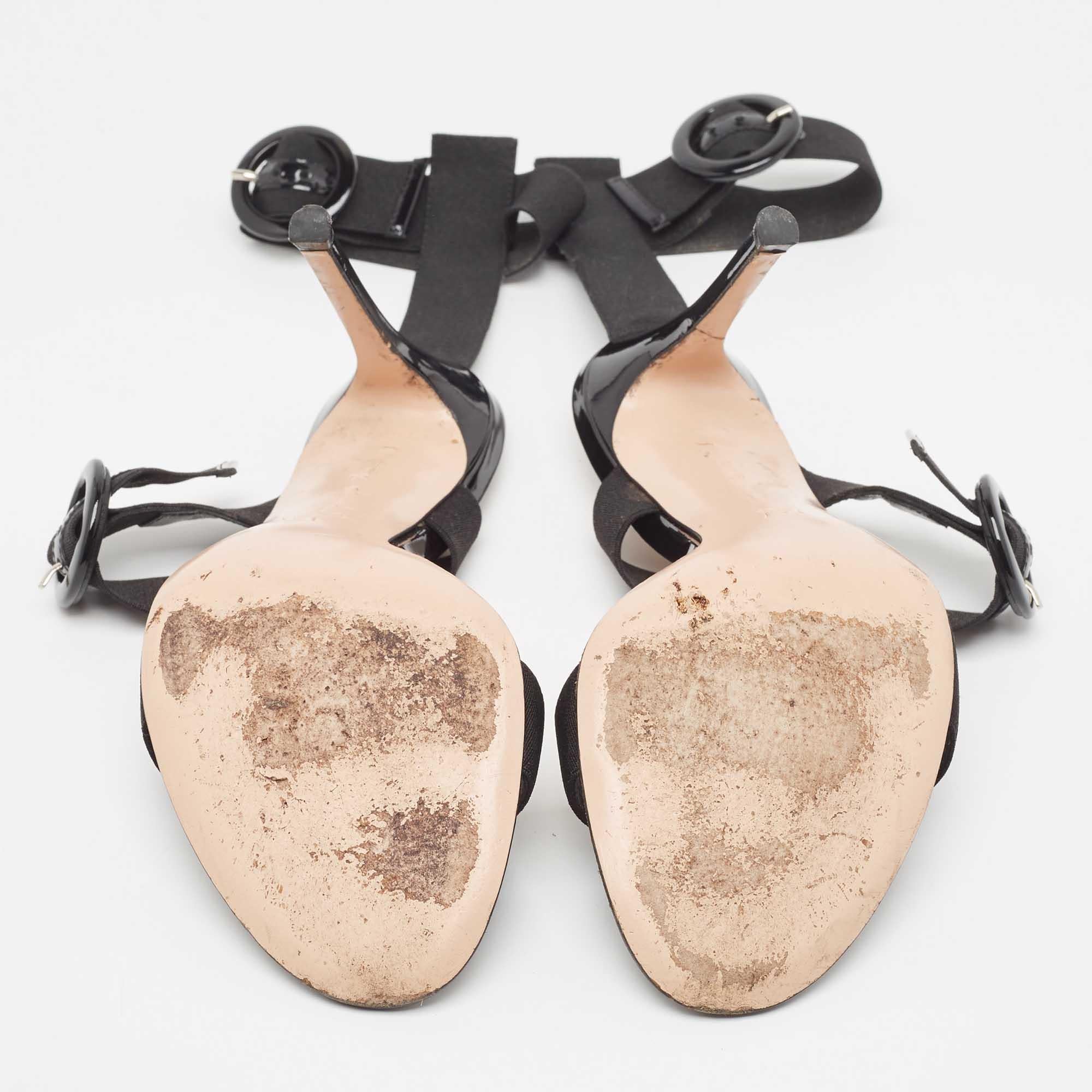 Women's Gianvito Rossi Black Elastic Rya Ankle Strap Sandals Size 38 For Sale