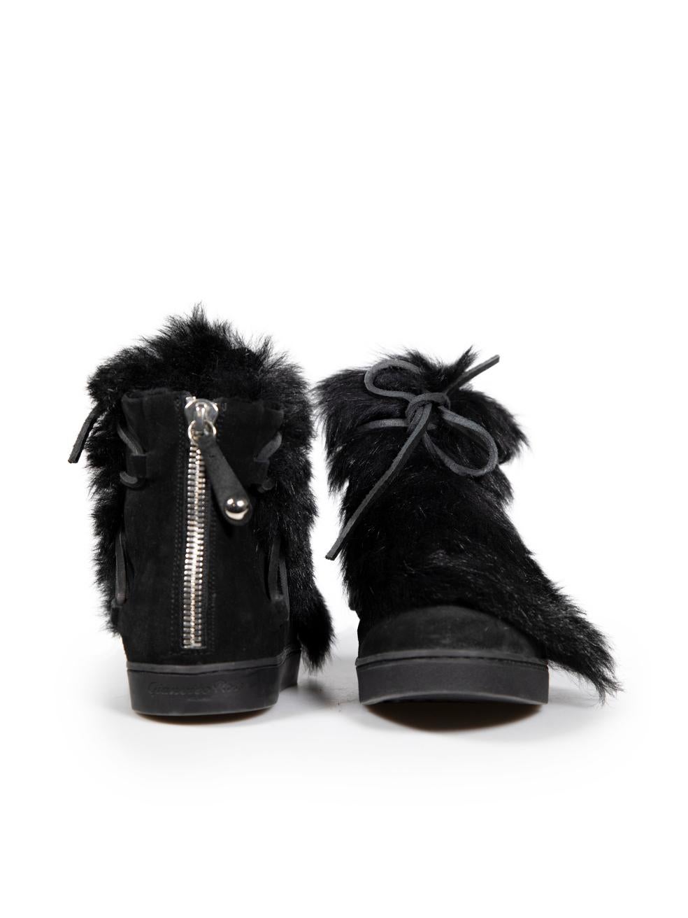 Gianvito Rossi Black Fur Winter Boots Size IT 36.5 In Good Condition In London, GB