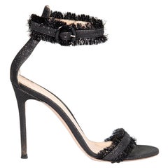 Gianvito Rossi Black Glitter Lola Tinsel Sandals Size IT 37