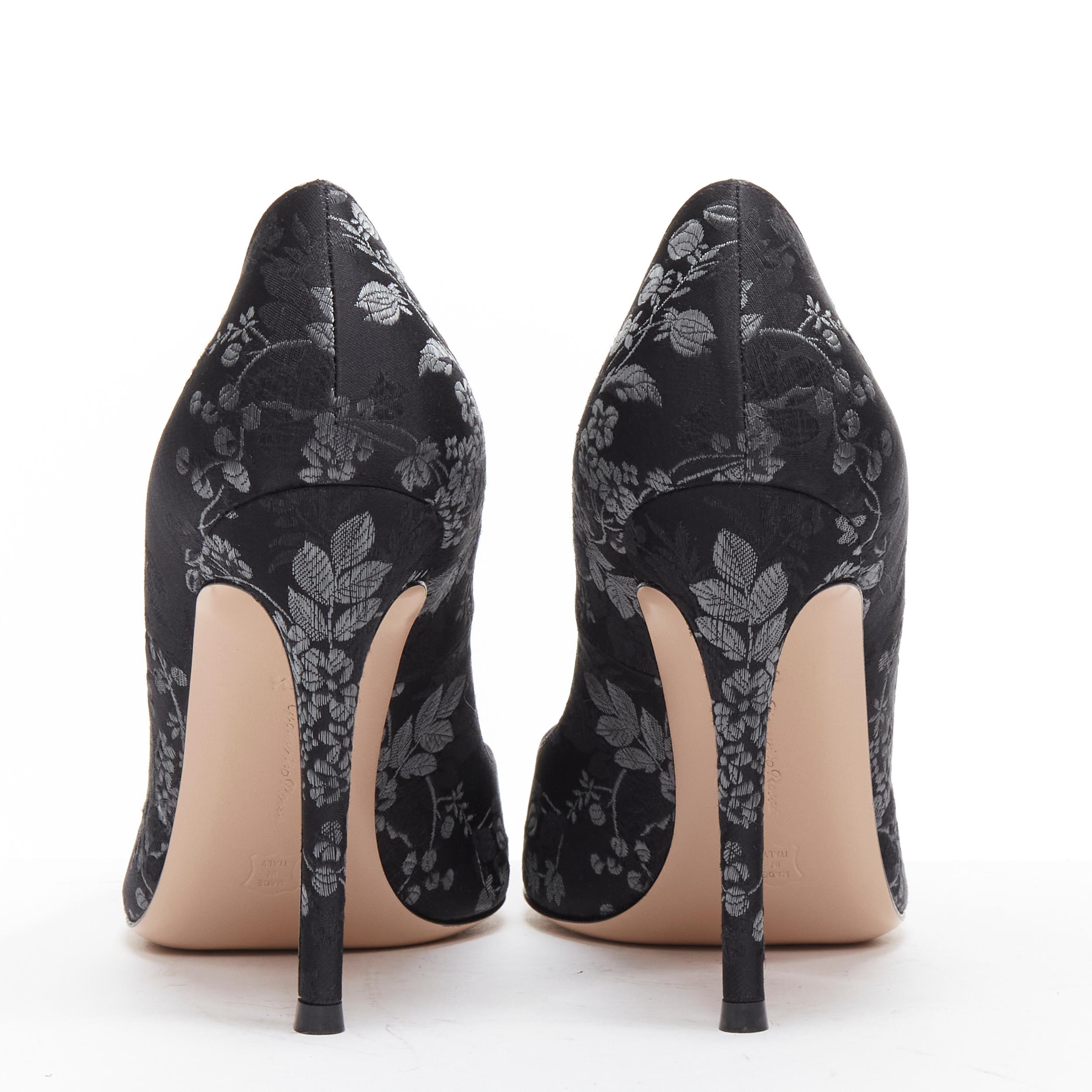 Women's GIANVITO ROSSI black grey floral jacquard classic pigalle pump heels EU37.5 For Sale