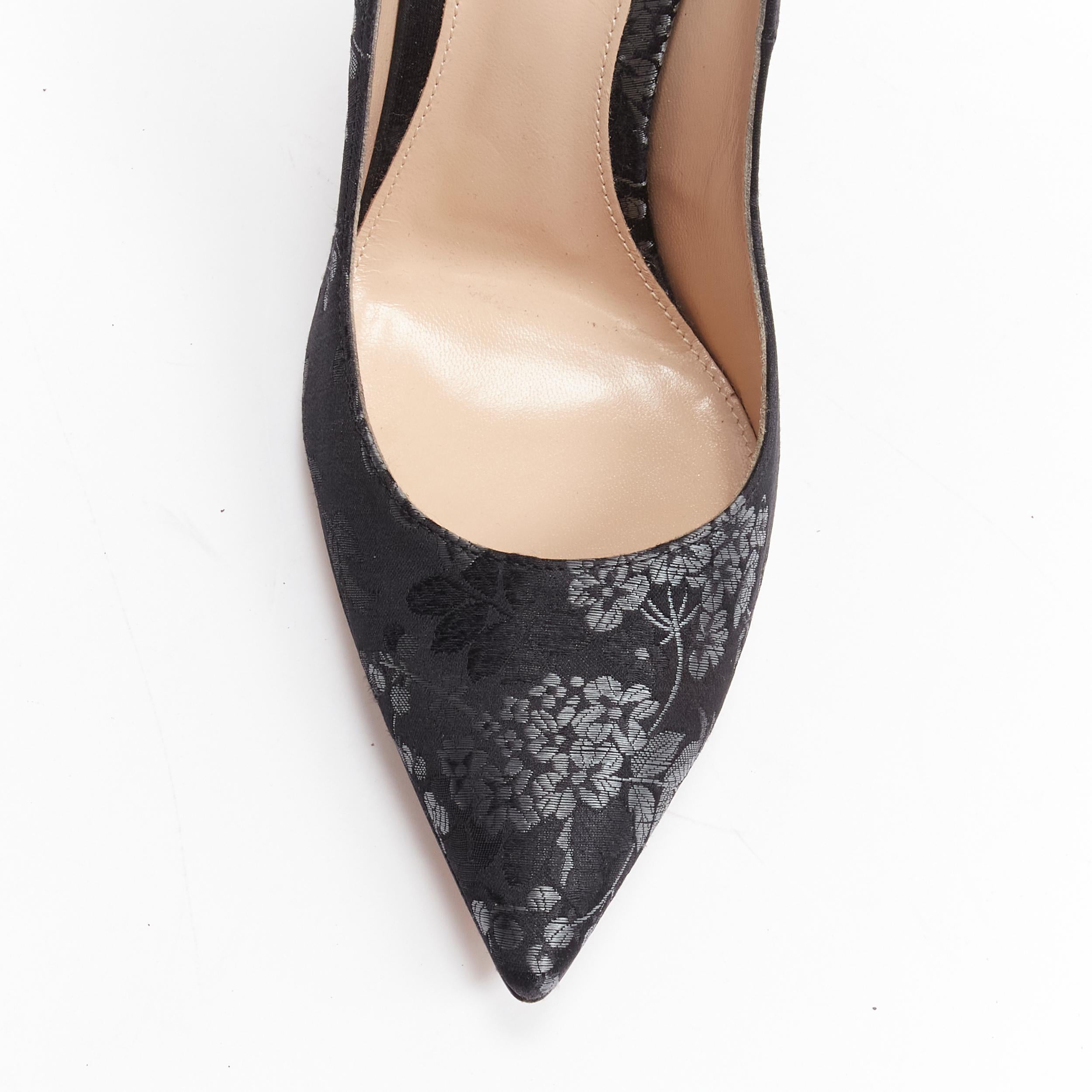 GIANVITO ROSSI black grey floral jacquard classic pigalle pump heels EU37.5 For Sale 1