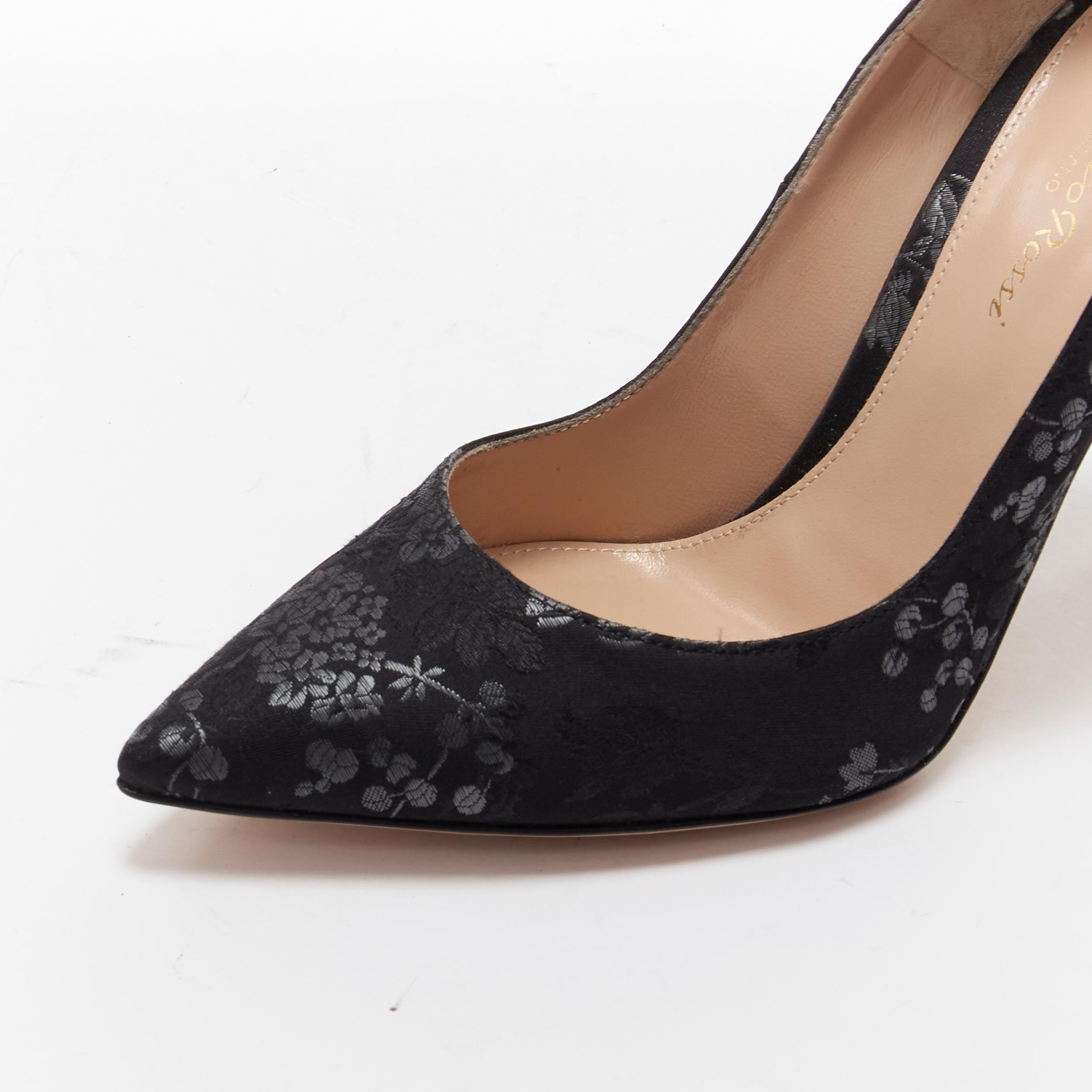 GIANVITO ROSSI black grey floral jacquard classic pigalle pump heels EU37.5 For Sale 2