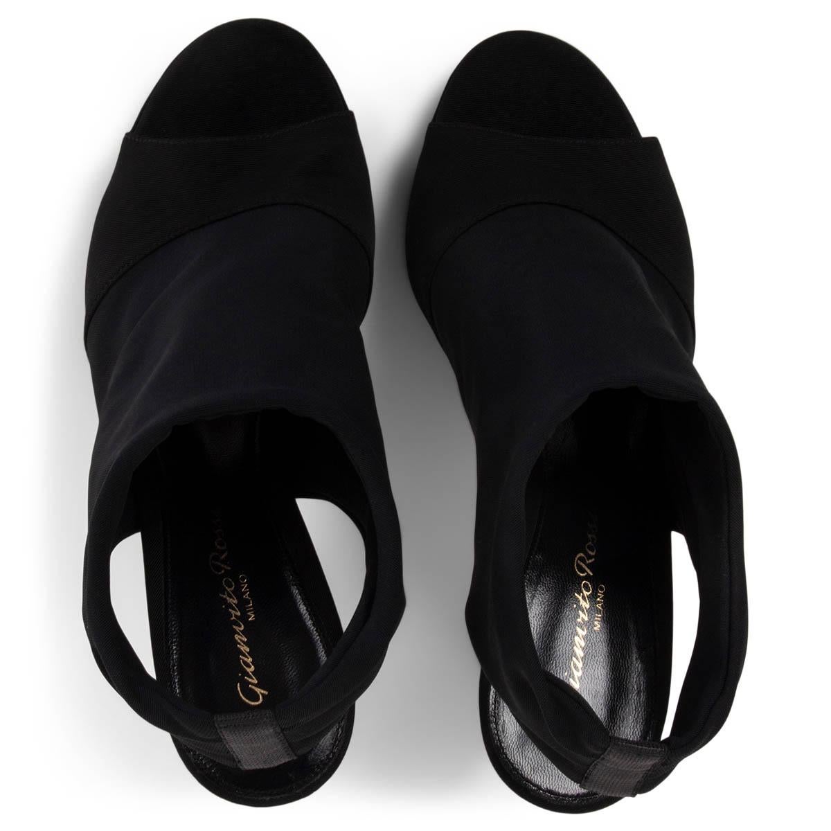GIANVITO ROSSI Chaussures à talons compensés à bout ouvert noir gros grain 37 Pour femmes en vente