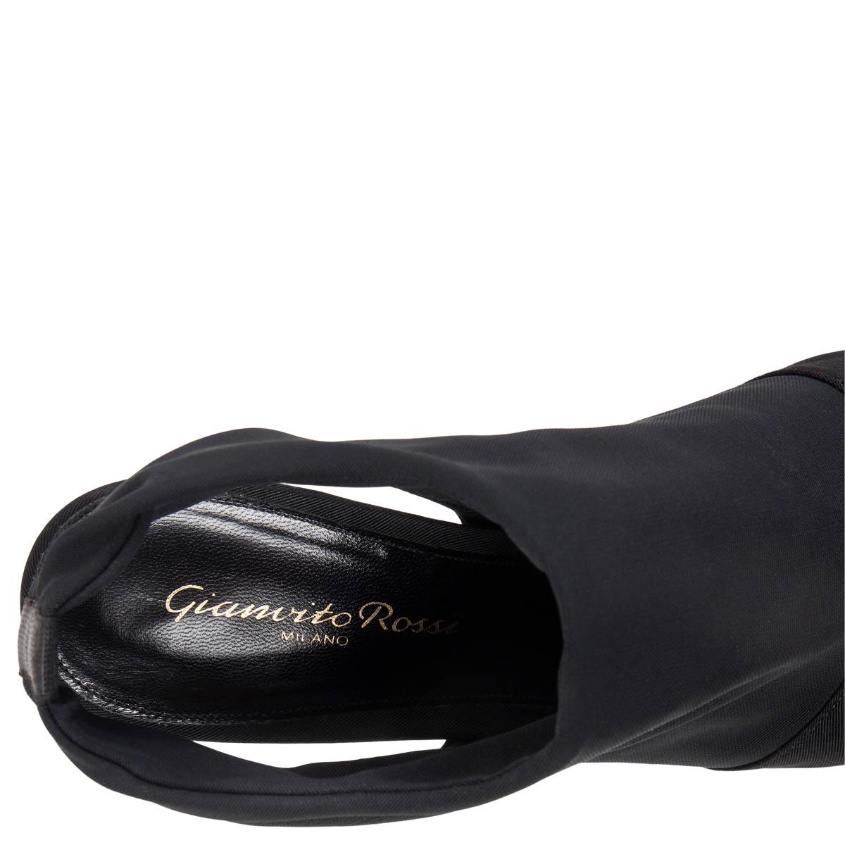 GIANVITO ROSSI black Grosgrain PEEP TOE SLINGBACK Pumps Shoes 37 For Sale 1