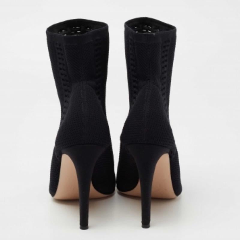 Gianvito Rossi - Bottines à bout ouvert en tissu tricoté noir - Taille 40 Pour femmes en vente