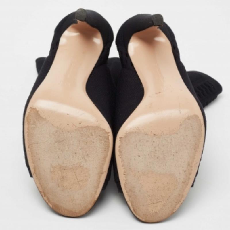 Gianvito Rossi - Bottines à bout ouvert en tissu tricoté noir - Taille 40 en vente 1