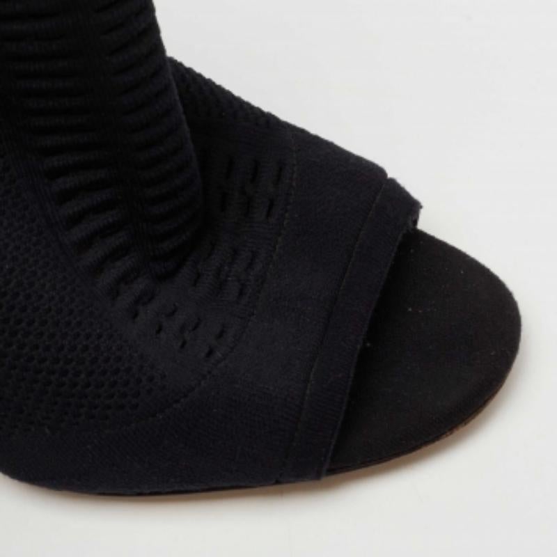Gianvito Rossi - Bottines à bout ouvert en tissu tricoté noir - Taille 40 en vente 2