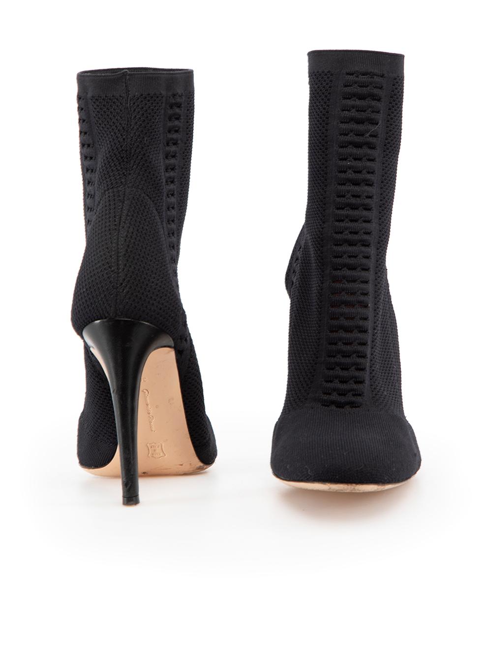Gianvito Rossi Black Knit Heeled Ankle Boots Size IT 36 In Good Condition For Sale In London, GB