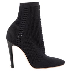 Gianvito Rossi Bottes à talons en tricot noir Taille IT 36