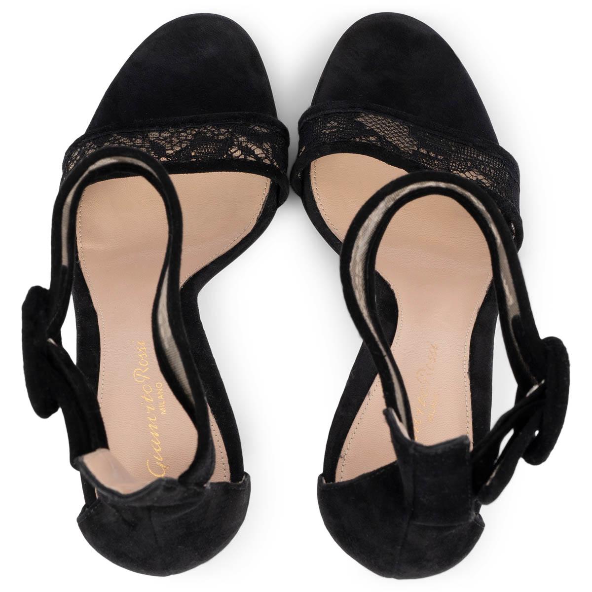 De las mujeres GIANVITO ROSSI encaje negro PORTOFINO 85 Sandalias Zapatos 37.5 en venta