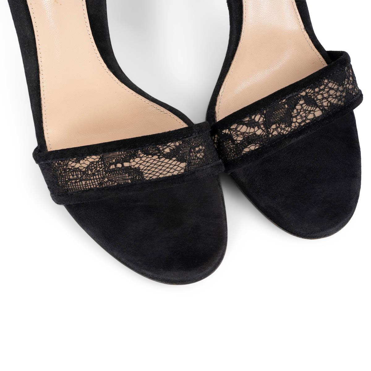 GIANVITO ROSSI encaje negro PORTOFINO 85 Sandalias Zapatos 37.5 en venta 1