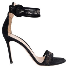 GIANVITO ROSSI black lace PORTOFINO 85 Sandals Shoes 37.5