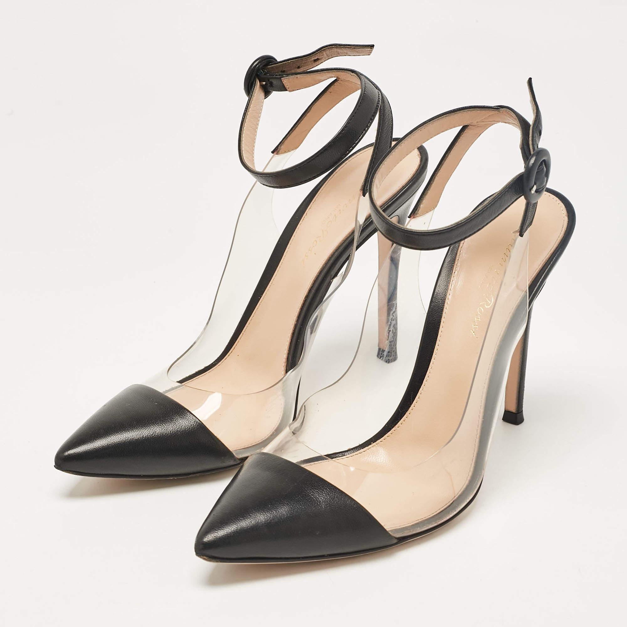Make a chic style statement with these designer pumps. They showcase sturdy heels and durable soles perfect for your fashionable outings