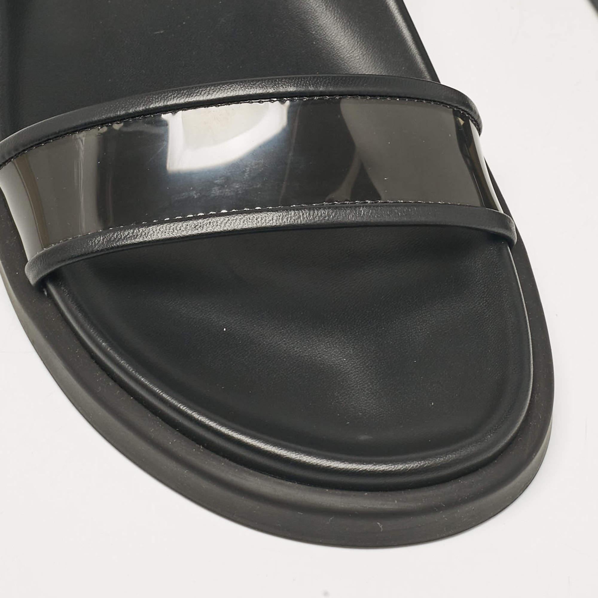 Gianvito Rossi Black Leather and PVC Bilbao Sandals Size 41 For Sale 3