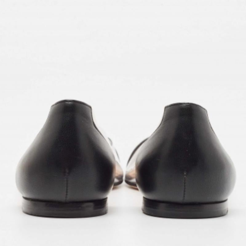 Gianvito Rossi Black Leather and PVC Plexi Ballet Flats Size 38 1