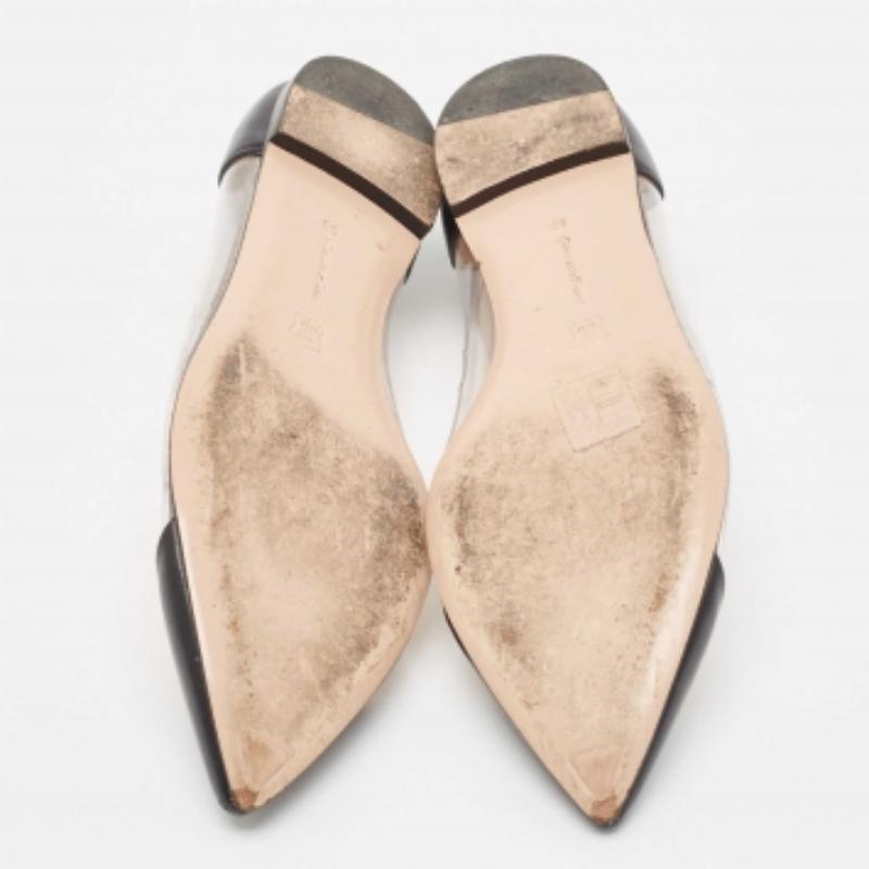 Gianvito Rossi Black Leather and PVC Plexi Ballet Flats Size 38 2