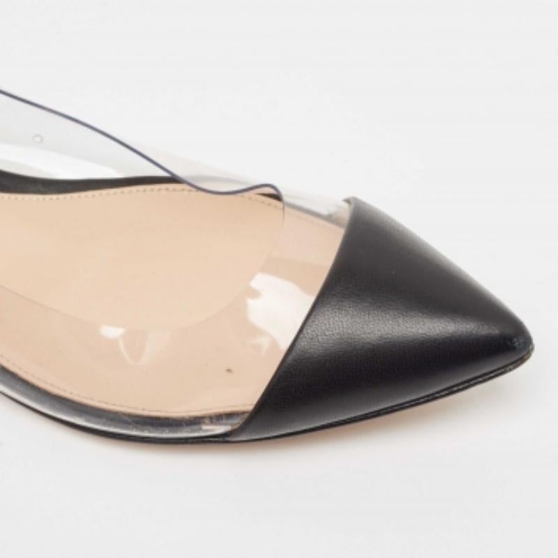 Gianvito Rossi Black Leather and PVC Plexi Ballet Flats Size 38 3