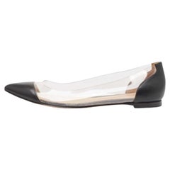 Gianvito Rossi Black Leather and PVC Plexi Ballet Flats Size 38
