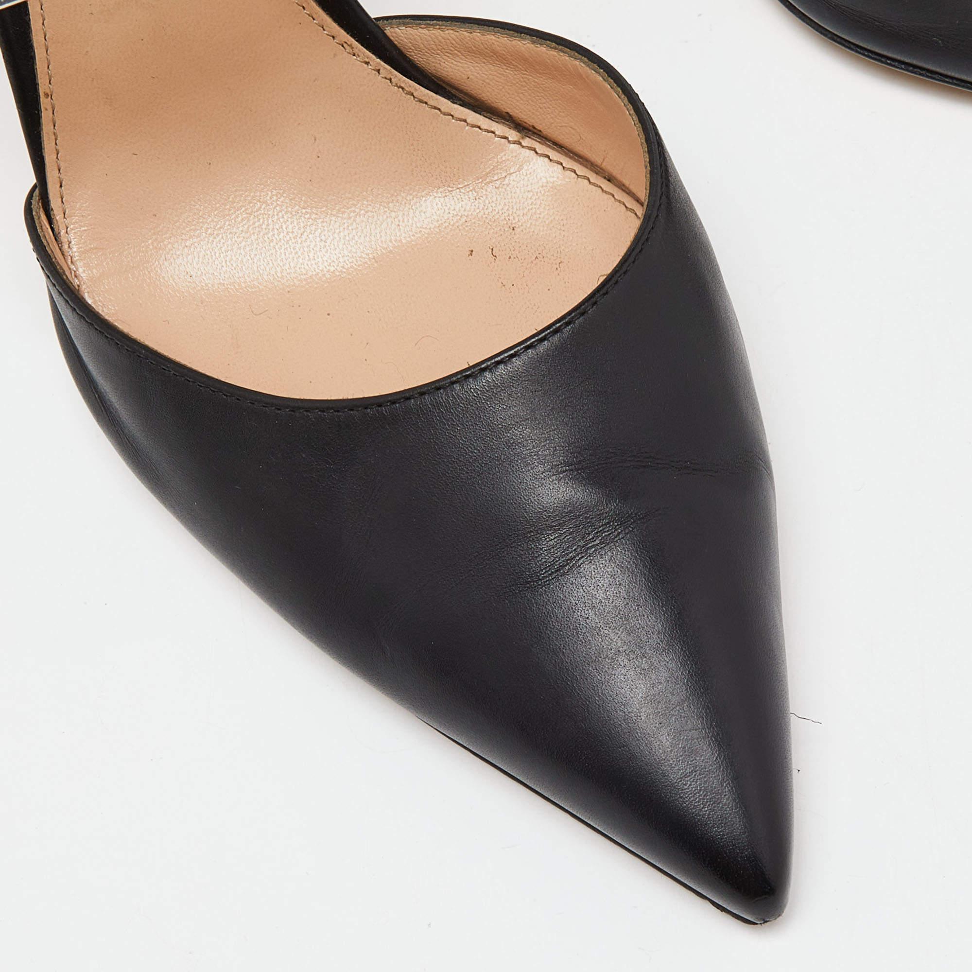 Gianvito Rossi Mules à bout pointu en cuir et PVC noir Taille 40 en vente 2