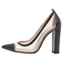 Gianvito Rossi Black Leather and PVC Plexi Pumps 