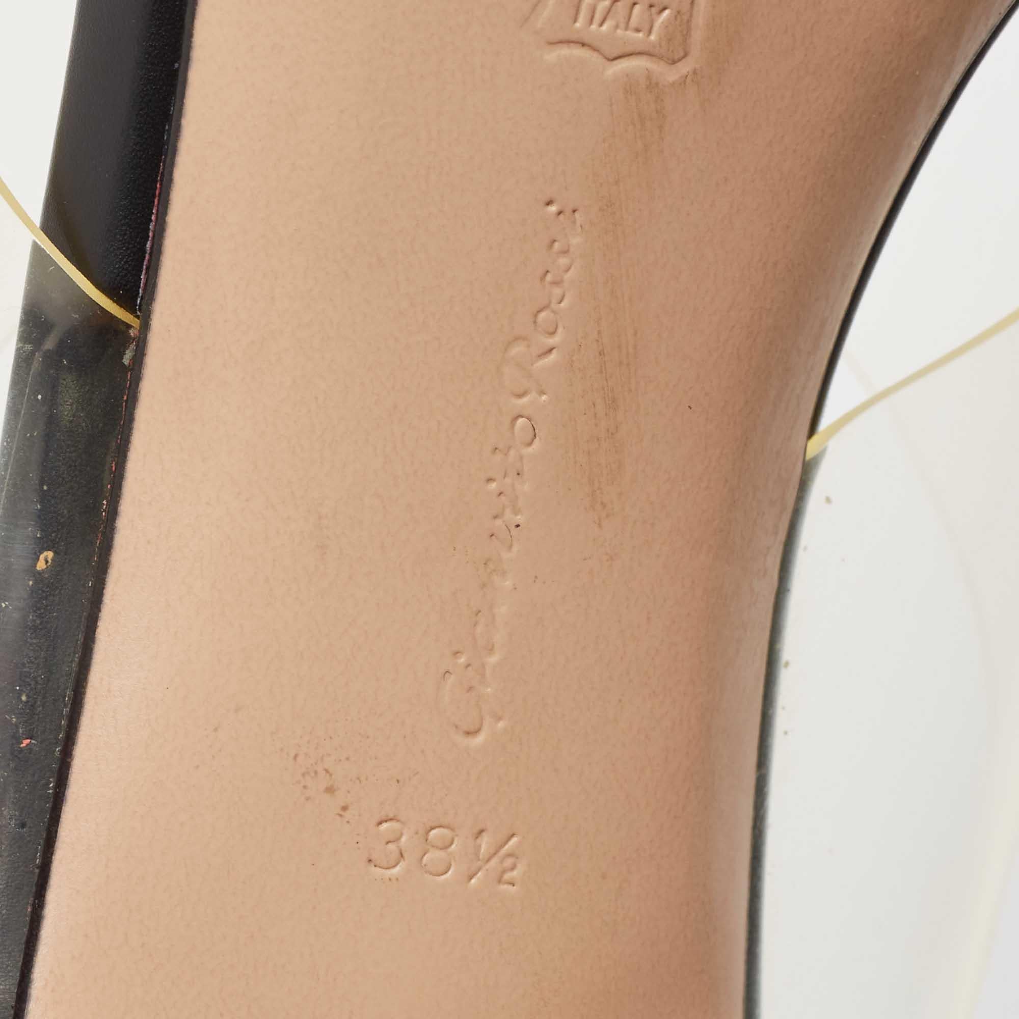 Gianvito Rossi Schwarz Leder und PVC Zehensteg Slide Sandalen Größe 38.5 im Angebot 3