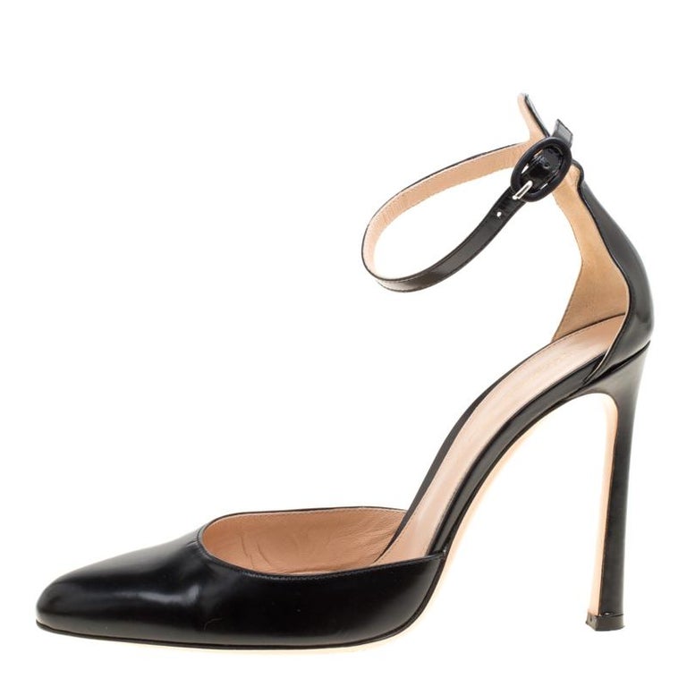 Gianvito Rossi Black Leather Ankle Strap D'orsay Pumps Size 37 For Sale ...